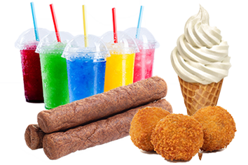 Fastfood, snacks, hand & softijs