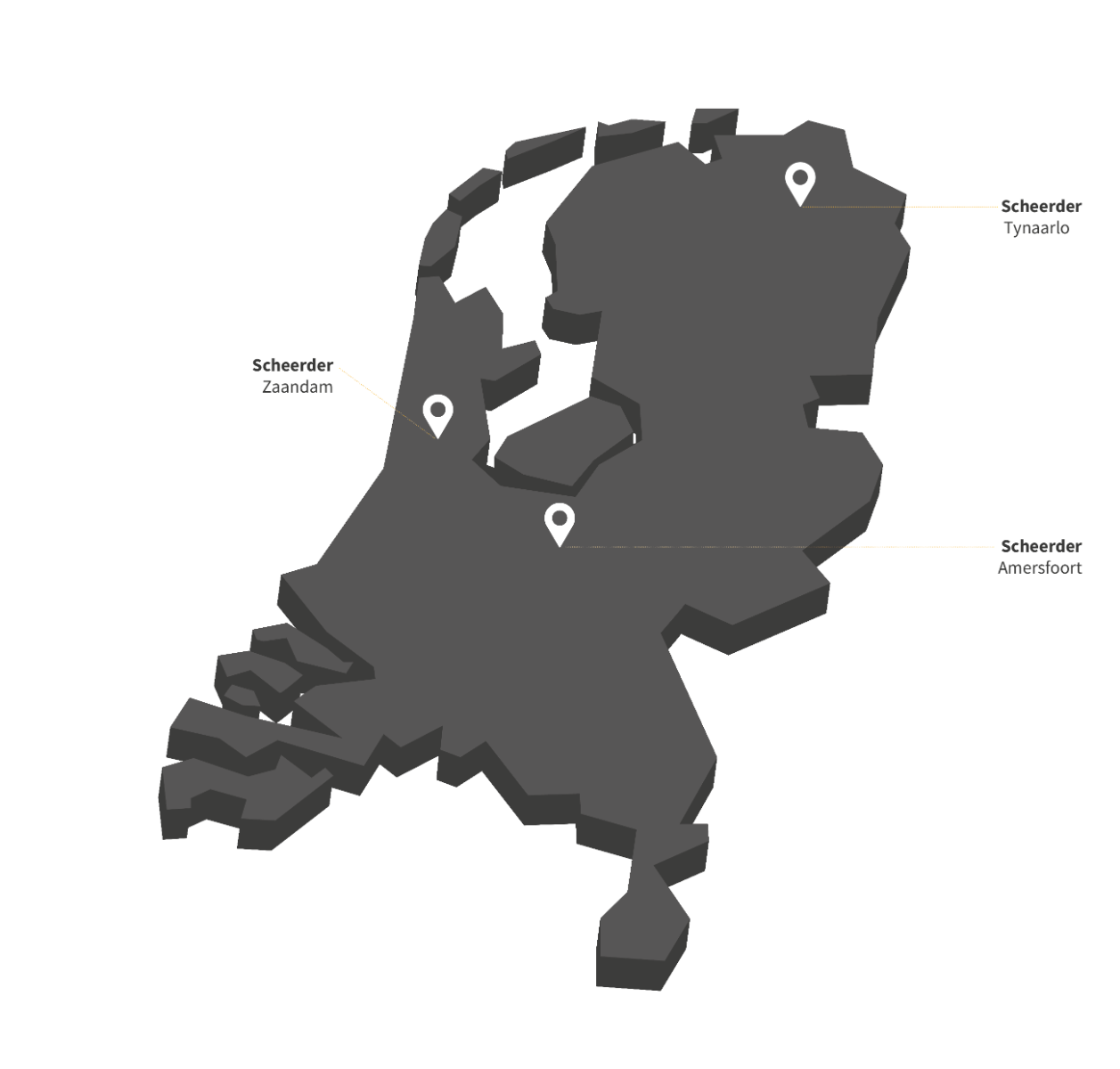 Landkaart Scheerder Vestigingen